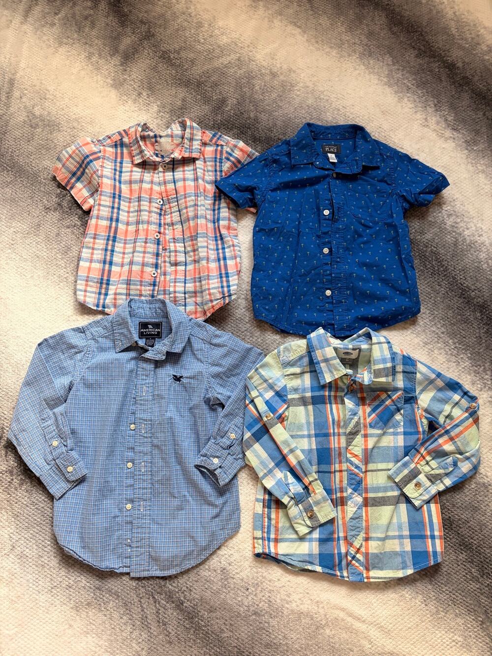 4 PC Bundle Size 4T 5T Toddler Boy Button Up Plaid Shirts Children Place